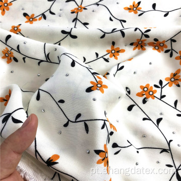 Tela de cetim 40S rayon impressa com ramos finos